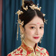 Hengjiu Ye Lao Phoenix Gold Store Style Chinese Xiuhe Clothing Headwear Bride Wedding Attractive Phoenix Crown Hanfu Full Set Wedding Hair Accessories Picture Set (Ear Clip Style)