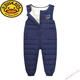 G.DUCKKIDS children's down cotton overalls for infants and toddlers, winter thickened cotton pants for boys and girls, open-fit velvet pants, pink, bear style, 90 cm, recommended height 80-90cm