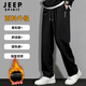 JEEP SPIRIT sweatpants for men in spring and autumn, versatile fashionable pants for men, loose and comfortable straight casual pants for men, black 2XL