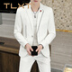 TLXT Korean style casual spring and summer suit men's slim business formal suit groom handsome British small suit handsome white (two-piece suit - top + pants) 2XL 135-145 or so