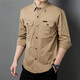 Shirt men's 2025 spring and autumn new solid color cotton comfortable American tough guy casual workwear long-sleeved men's shirt summer military green regular original high quality XL recommended 125-140Jin Jin equals 0.5 kg