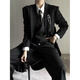 Riren returns to Yamamoto style long suit jacket for men and women, unisex style high-end black shoulder coat, windbreaker, men's suit, suit + white shirt tie + trousers, three-piece suit without brooch XL recommended 120-135 Jin Jin is equal to 0.5 kg
