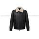 HAZZYS 2025 Autumn New Men's Removable Fur Collar Filled Leather Top Official Authentic Black M 170/92A 46