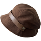 2025 new high-end all-match hat for women in autumn and winter corduroy fisherman hat black big head circumference showing face small beret new corduroy beret coffee color