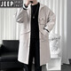 JEEP SPIRIT windbreaker jacket men's mid-length spring and autumn work coat 2025 new long style high-end casual large size men's trendy off-white plus velvet 2XL