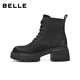 Belle Retro Cowhide Outdoor Style Martin Boots Women's 2025 Winter New Shopping Mall Same Color Polished Short Boots E8V1DDD5 Black-Single Li 37