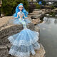Shantou Lincun's new mermaid princess doll children's birthday gift handmade wedding dress doll lace mermaid yellow about 45 cm long from head to tail