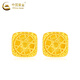 CHINA GOLD 18K gold sugar cube earrings for women, straight needle type for pierced ears, Valentine's Day birthday gift for girlfriend and wife 18K gold sugar cube earrings, one pair, about 0.45g
