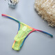 Passionate Pengbai men's thong men's sexy low-waisted transparent pouch men's sexy and tempting men's high elastic underwear B901 white S