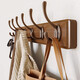 Clothes hanger, wall hanging clothes hook, entrance door, entrance door, rear entrance key, no punching solid wood, walnut color, 6 hooks, strong load-bearing solid wood
