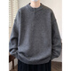 Xinghelai American trendy brand Henry collar sweater autumn and winter for men and women solid color lazy style sweater cleanfit loose jacket light gray 3XL