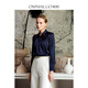 OMNIALUO shopping mall same style high-end French heavy silk top women's long-sleeved 2025 autumn OL temperament mulberry silk shirt B35 navy S
