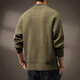Noble color high-end 700g heavyweight thickened Henry collar sweater men's autumn new Japanese retro loose military green S suitable for 90-110Jin Jin equals 0.5 kg