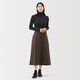 MUJI Women's Horizontal and Vertical Stretch Fleece Wide Hem Skirt Long Skirt Women's Autumn 25 BE1XXC5A Brown S (155/62A)