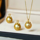Junmin 2025 new seawater gold pearl pendant persimmon nearly round strong light single pearl pendant S925 silver frosted 10-11mm