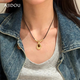 AJIDOU Ajidou Necklace Maillard Style Fashion Sparkling Double Chain Tiger Eye Stone Long Neck Sweater Chain as a Gift for Your Girlfriend on Chinese Valentine's Day