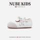 NUBEKIDS genuine leather girls' small leather shoes, fashionable princess shoes, new spring and autumn baby non-slip soft sole toddler shoes, almond rice genuine leather model 17, inner length 12.7cm, recommended foot length is about 11.7cm