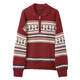 Sancai 2025 winter new red zipper lapel atmospheric jacquard sweater loose shoulder sleeves M