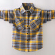 Hengyuanxiang boys' shirt pure cotton long-sleeved spring children's lapel plaid shirt baby middle and large children plus velvet thickening fashionable yellow 170 cm