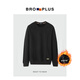 Fat Brother Autumn and Winter Large Size Velvet Round Neck Sweatshirt Men's Solid Color Casual Plus Fat Extra Large Round Neck Men's Jacket Korean Style Velvet Black 5XL (250-280Jin Jin is equal to 0.5 kg)