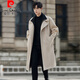 Pierre Cardin 2025 autumn and winter two-piece woolen men's coats, men's windbreakers, men's medium-length thickened coats, color-blocked double plackets, black M