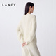 LANCY mohair silk 25 winter new style relaxed cable knit sweater women's round neck off-shoulder sweater off-white M