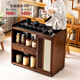 Trojan Mobile Tea Table Home Small Tea Table Bamboo Tea Cart Tea Table Tea Set Automatic Kettle Integrated Tea Cabinet Black Gold Stone Panel Brown-80 Long Single Drawer Single Door + Tea Making Appliances + Tea Set
