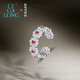 CIGA LONG Baoxiang Lotus Pattern Ruby Stud Earring Ring New Chinese Style Jewelry Baoxiang Lotus Pattern Ruby Ring 17-18