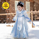 G.duck Winter Elsa Princess Dress Hanfu Girls Chinese Children's Frozen Plus Velvet Thickened Dress Cloak Cloak Ice and Snow Cloak and Skirt 110 Recommended for 3~4 years old 90-105cm