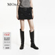 MO&Co. Cool low-waisted denim culottes with cargo pockets, A-line shorts, rock wash and belt, Moanco, denim black, M 27