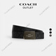 COACH/Coach Men's Patch Buckle Cuttable Reversible Belt, 38MM QB/Charcoal Black/Black