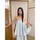 Interpretation of Beauty NEWOPEN25 Summer French Pure Desire Sexy Tencel Double Root Strap Top Women S5317 Blue S