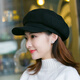 Odaixiu small head circumference hat women's beret Korean style wool octagonal British retro autumn and winter trendy versatile Japanese style literature and art burgundy M adjustable (54-59c)