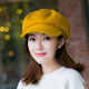 Odaixiu small head circumference hat women's beret Korean style wool octagonal British retro autumn and winter trendy versatile Japanese style literature and art burgundy M adjustable (54-59c)