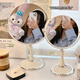 Cosmetic mirror, home desktop, table top, makeup table mirror, office bedroom cosmetic mirror, student dormitory magnification, pink shell 3-color lamp, 800 mAh, dual-use