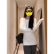 COSMICKISS women's autumn and winter white right-shoulder long-sleeved T-shirt, medium-length bottoming shirt to cover the buttocks and wear slim-fitting top, long-sleeved bottoming top - white thickened - size m (90Jin Jin is equal to 0.5kg -105Jin Jin is equal to 0.5kg)