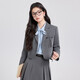 Gray suit skirt for women 2026 new college student interview professional formal wear small suit jacket spring and autumn black jacket + 2110# blue striped shirt + skirt L (recommended weight 106-118Jin Jin is equal to about 0.5 kg)
