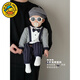 G.duck baby boy one-year-old dress autumn new infant long-sleeved jumpsuit autumn full month baby clothes for a hundred days outing blue tie romper 59cm (recommended 12Jin Jin equals 0.5kg)