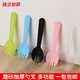 Qiao Bo Lai disposable spoon and fork individually packaged fruit scoop dessert ice powder burnt grass jelly ice cream cake spoon and fork plastic impulse model black 6000 pieces individually packaged