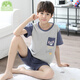 Mannido Boys Pajamas Лето новая короткая рукава мальчики с чистым хлопком детей Большой детской хлопковой молодежной домашней одежды N6621 [Double Short] 180 увеличенного кода версии XL [130-150JIN [Jin равно 0,5 кг]]