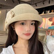 Zunti hat women's camellia curled linen beret spring thin breathable face-showing Little Hepburn style top hat painter's hat beige one size