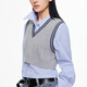 ONLY2025 new winter style college style style color block knitted vest suit shirt for women|125405016 H21 Kerry white background blue check XS