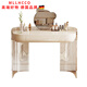 MLLHHCO German brand acrylic dressing table bedroom modern simple high-end cream style Internet celebrity large round mirror small apartment 1.0 single dressing table with stool + Internet celebrity large round mirror home installation