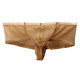 Universal small boxer sexy half-cover hip transparent large bag men's underwear mesh bright see-through breathable large thong panties gold M
