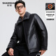 SHANSHAN Shanshan PU leather jacket for men 2025 winter velvet warm casual wear men's long-sleeved easy-care hundred plus thick coat