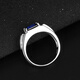 Yayin light luxury colored gemstone cultured tanzanite sapphire men's trendy ring 925 sterling silver platinum plated ring with engraving for men 14#