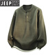 JEEP SPIRIT Jeep Henry Collar Plush Thick Sweater Men's Autumn and Winter 2025 New Loose Lazy Style Boys' Sweater WE25683 Black M