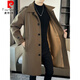 Pierre Cardin men's loose mid-length versatile single-breasted woolen coat new autumn and winter comfortable casual windbreaker handsome coat black L