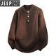 JEEP SPIRIT Jeep Henry Collar Plush Thick Sweater Men's Autumn and Winter 2025 New Loose Lazy Style Boys' Sweater WE25683 Black M