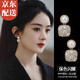 Idel Earrings Temperament Square Pearl Earrings Women's Earrings High-end Niche 2025 New Earrings Birthday Gift E4100 Rhinestone Square Earrings